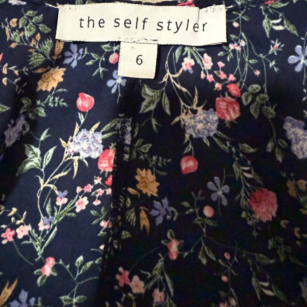 Self Styler Navy Ditsy Floral Button-Down Dress - Picture 2 of 2